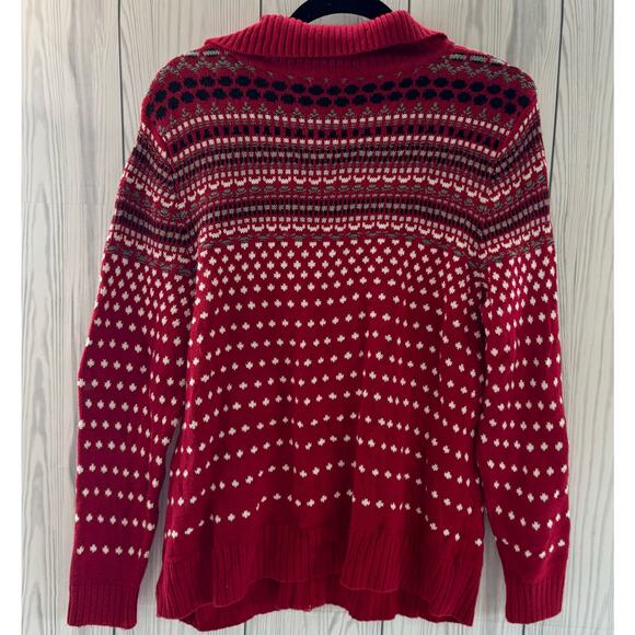 Vintage Christopher & Banks Christmas Holiday Cardigan Size Large Red White - Picture 4 of 6